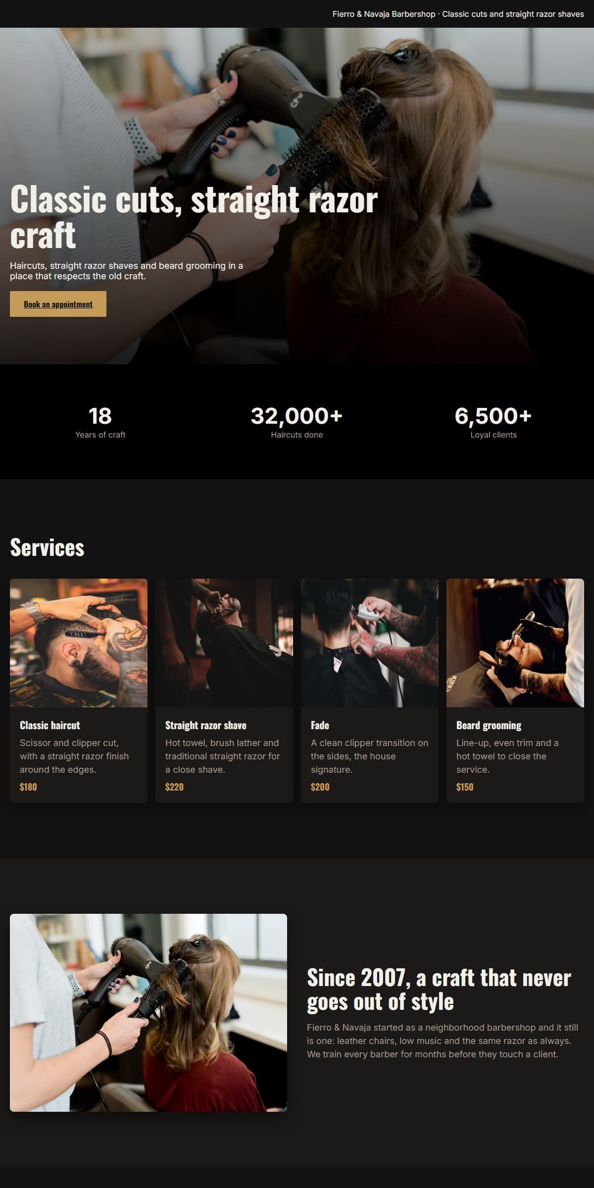 Preview of the Barbershop template
