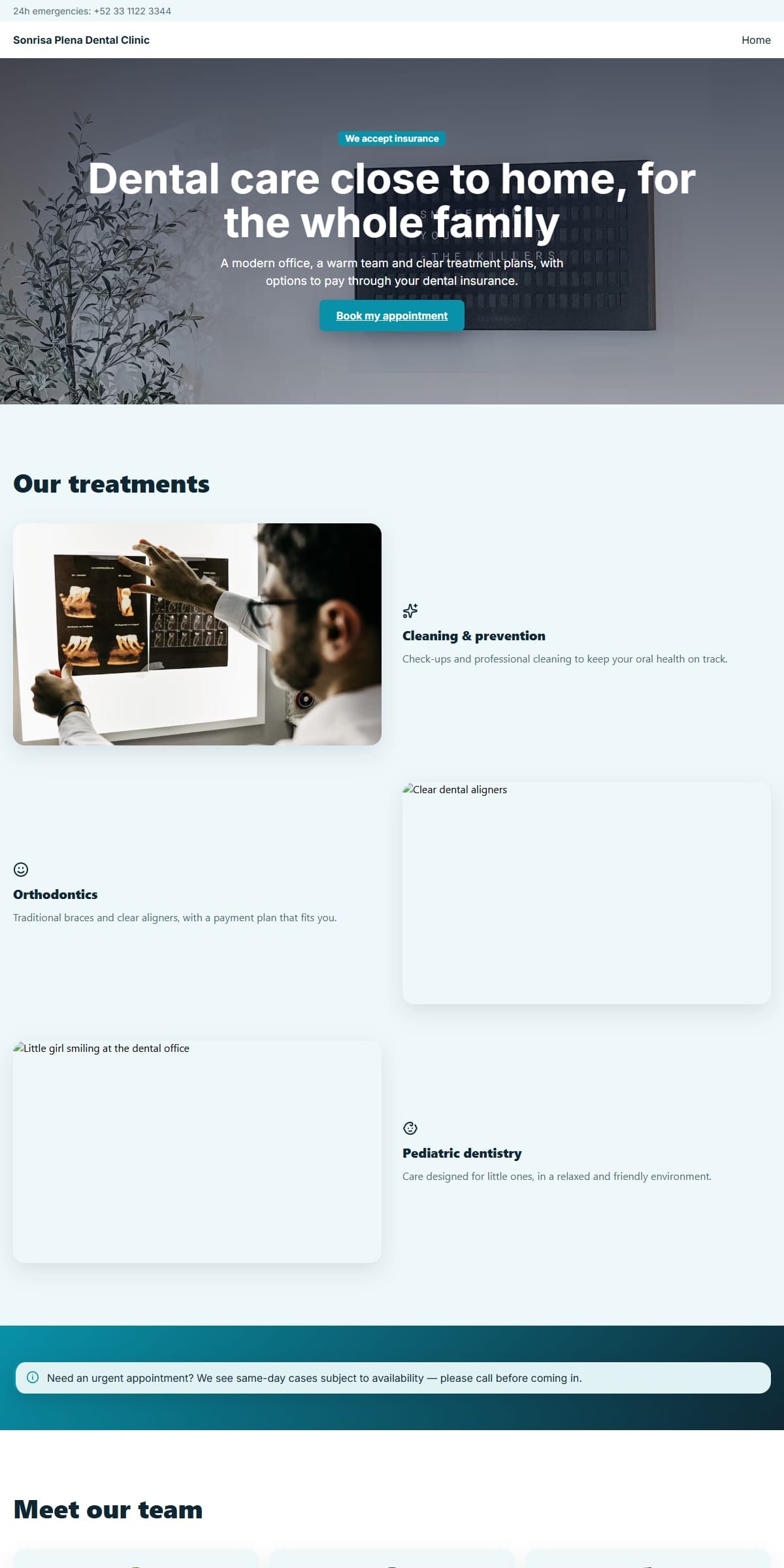 Preview of the Dental clinic template