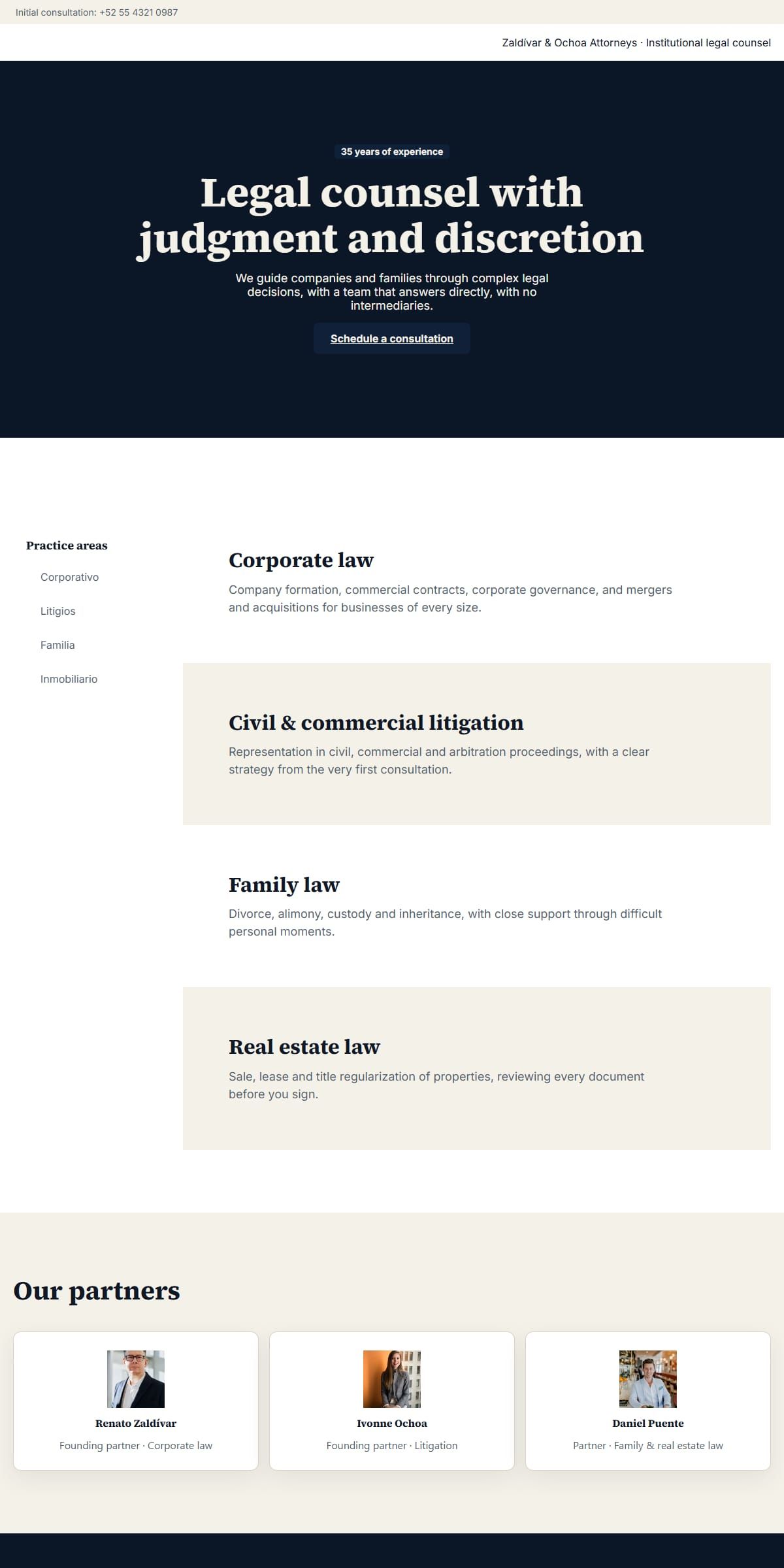 Preview of the Law firm template