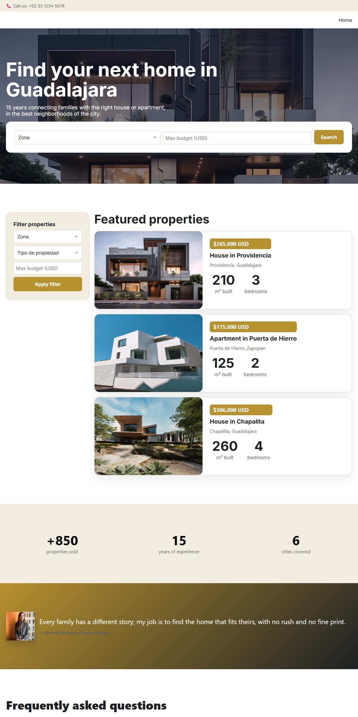 Preview of the Real estate template