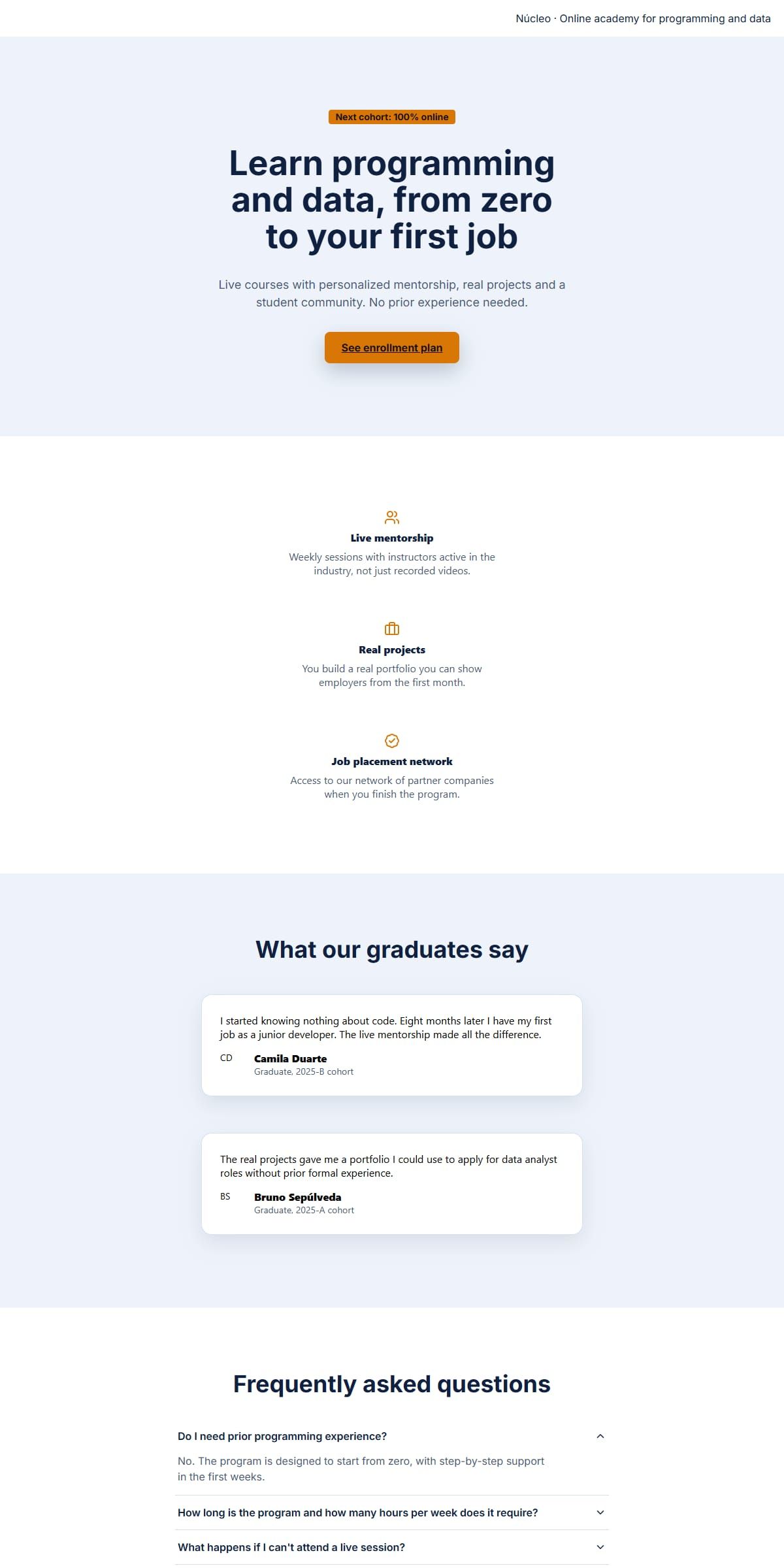 Preview of the Online academy template