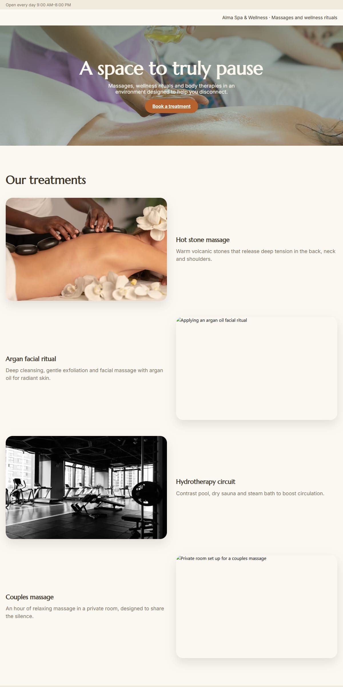 Preview of the Spa & wellness template