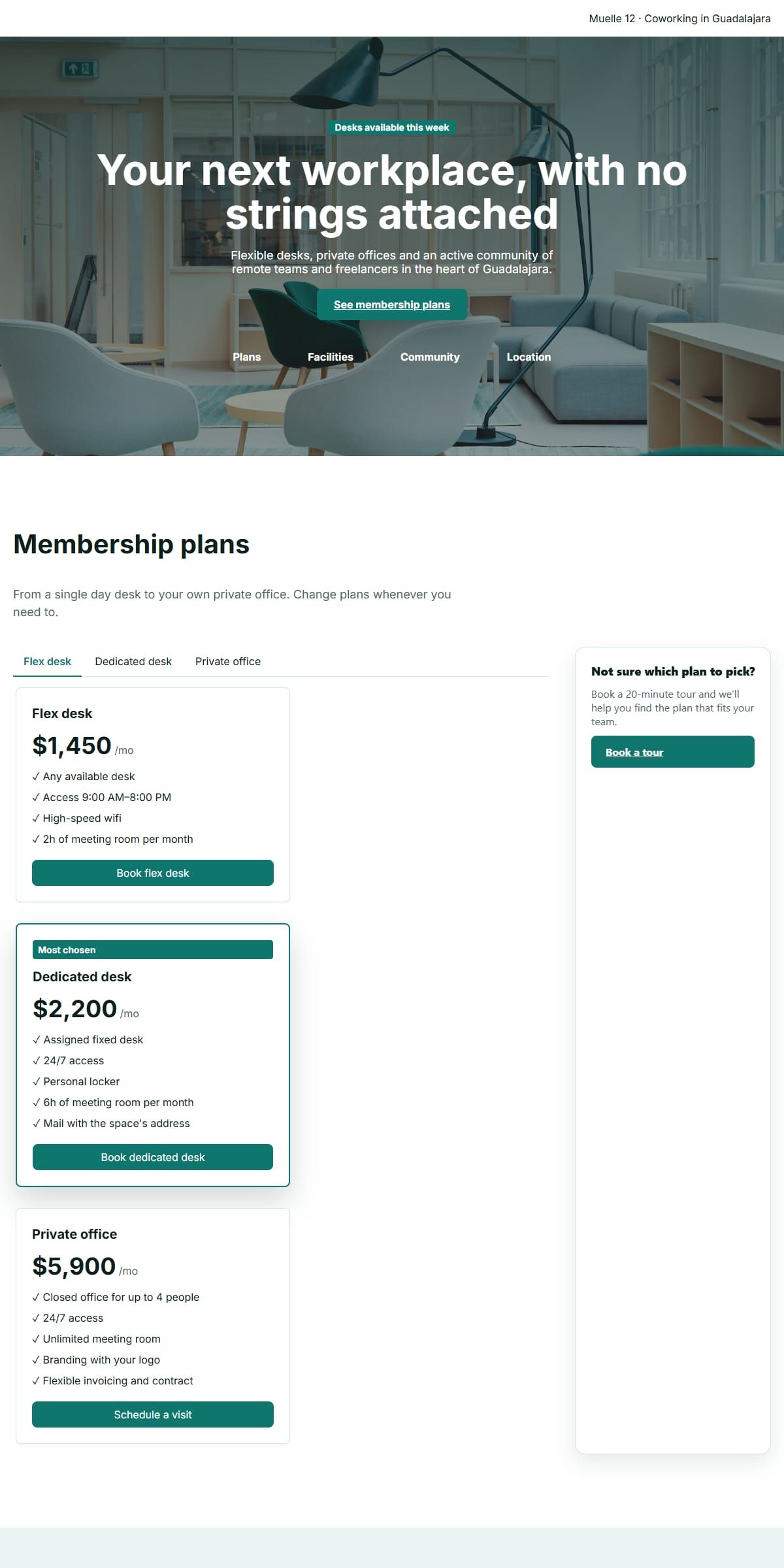 Preview of the Coworking template